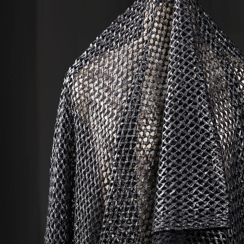 50/100/300cm Metal Gray Interwoven Grid Knitted Bronzing Net Fabric for Handmade Diy Sewing Apparel Wholesale Cloth Material