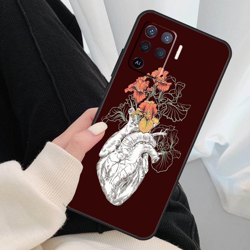 Human Heart Anatomy Case For Oppo A96 A76 A16 A60 A98 A58 A78 A18 A38 A80 A40 A77 A57 A17 A74 A54 A94 A15 A5 Pro