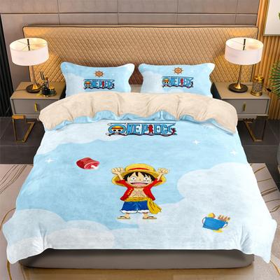 Anime Giapponese Luffy Trapunta Piumone Federa Cuscino Stampa 3D O-ONE PIECE Set Biancheria da Letto Copripiumone per Bambini e Ragazzi Adolescenti