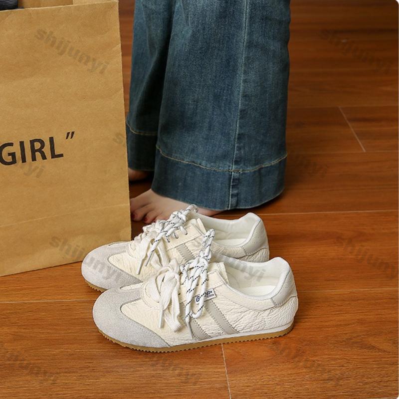 Fashion Women Shoes 2025 Spring Autumn New Fashion Breathable Non Slip Women Sneakers Comfortable Lightweight Lace-up Sewing Casual Shoe