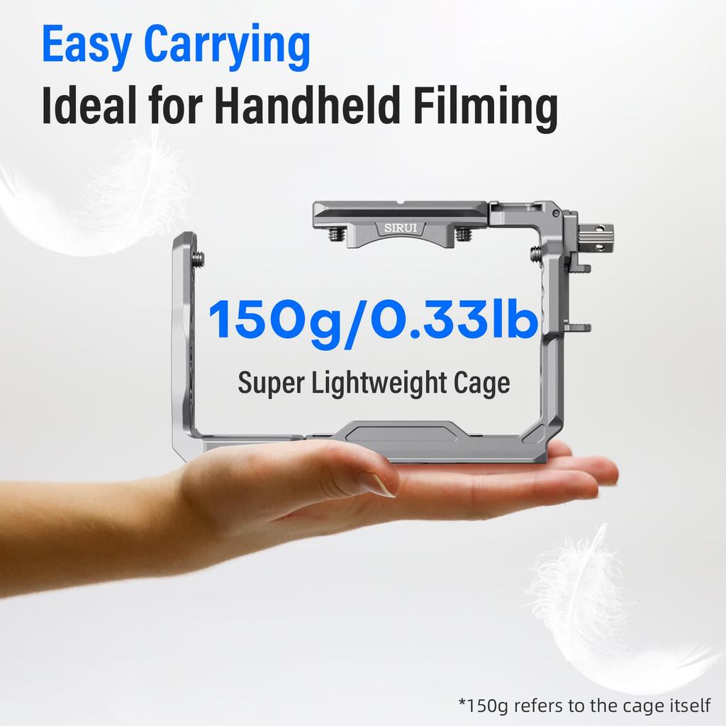 Sirui Camera Cage Kit for Sony with Top Compatible with Original XLR HDMI Cable Threaded ARRI Locating Cold and NATO Rail FX3/FX30 Handle, Handles,