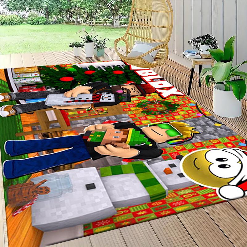 1Pc Elf Shelf Roblox Carpet Rug Soft Washable Antislip Home Living Room Sofa Mats Personalized Christmas Rug