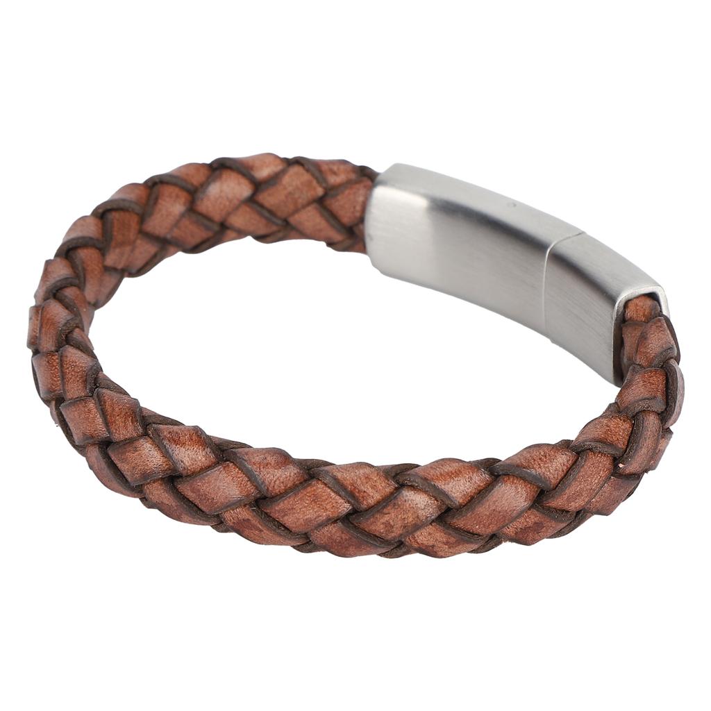 Vintage Woven Leather Bracelet Men s Cuff Wrap Bracelet Braided Bracelet with Magnetic Clasp