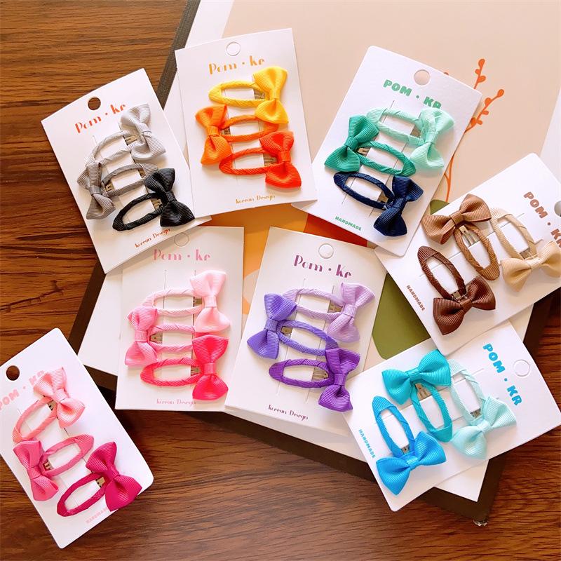 

Корейская версия детской новой летней цветной заколки с бантиком BB для родителей и детей, градиентный цвет, тканевая заколка для волос, 3 комплекта