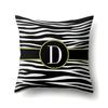 Polyester Pillowcase Zebra Pattern Printing Home Decoration Pillowcase 26 English Letter Cushion Cover Black and White