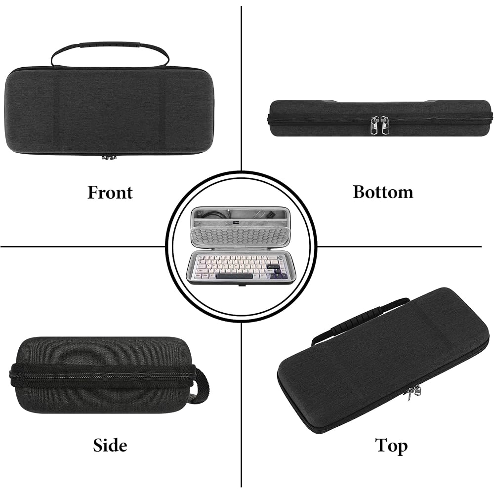 Geekria Compact Keyboard Case Hard Shell Travel Bag for 68-Key Keychron K6 K6 Pro Q2 Pro Q2 Max HyperX Alloy Origins 65