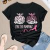 Women's Casual Halloween Breast Print T-Shirt Round Neck Pullover Short Sleeve Top