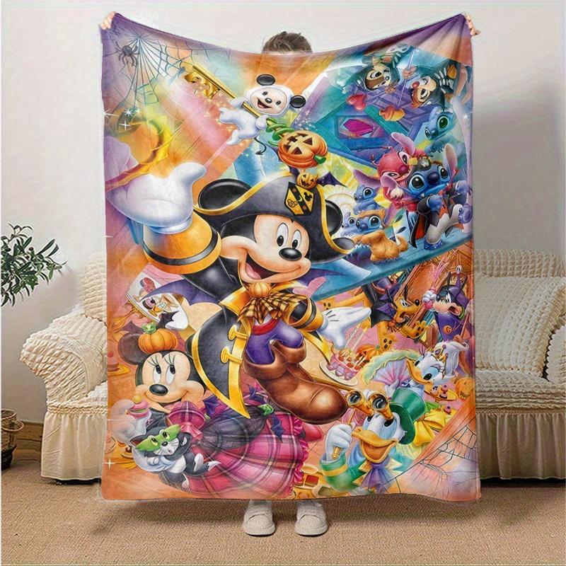 1pc, Mickey and Minnie (3) Home Decor Blanket: A Cozy Flannel Throw for Bedroom, Living Room, Travel, Camping, Car, Beach, Office Naps, Perfect Gift f