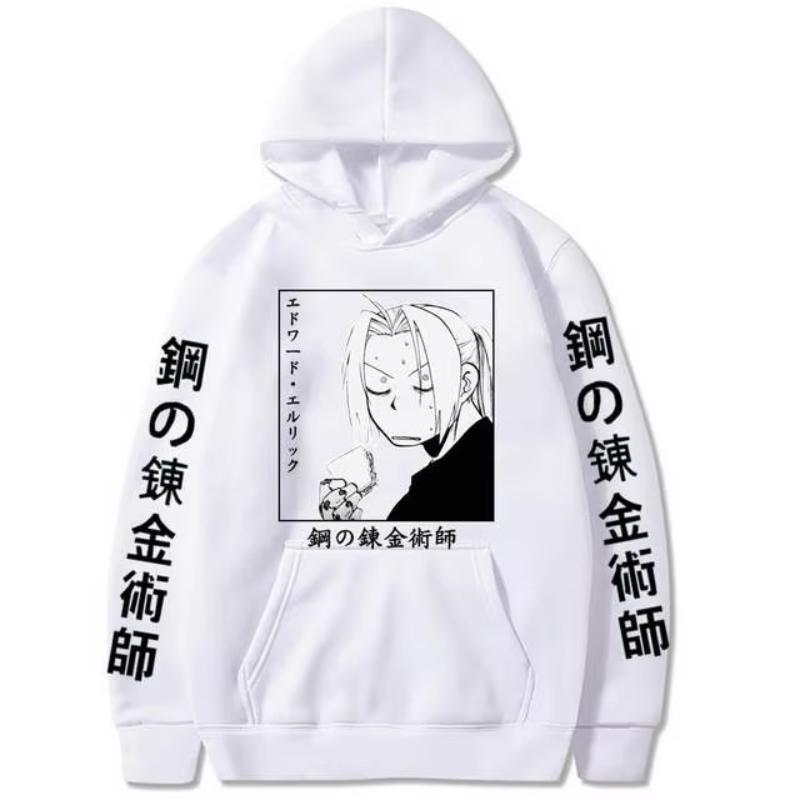 Anime Fullmetal Alchemist Kapuzenpullover für Herren Damen Hoodies Lässig Locker Streetwear Harajuku Unisex Sweatshirt Vintage Kleidung Oberteile