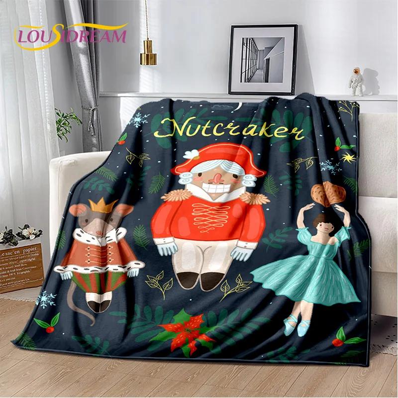 Nutcracker Christmas Tree Cartoon Fairy Tales Blanket,Soft Throw Blanket for Home Bedroom Bed Sofa Picnic Travel Cover Girl Gift