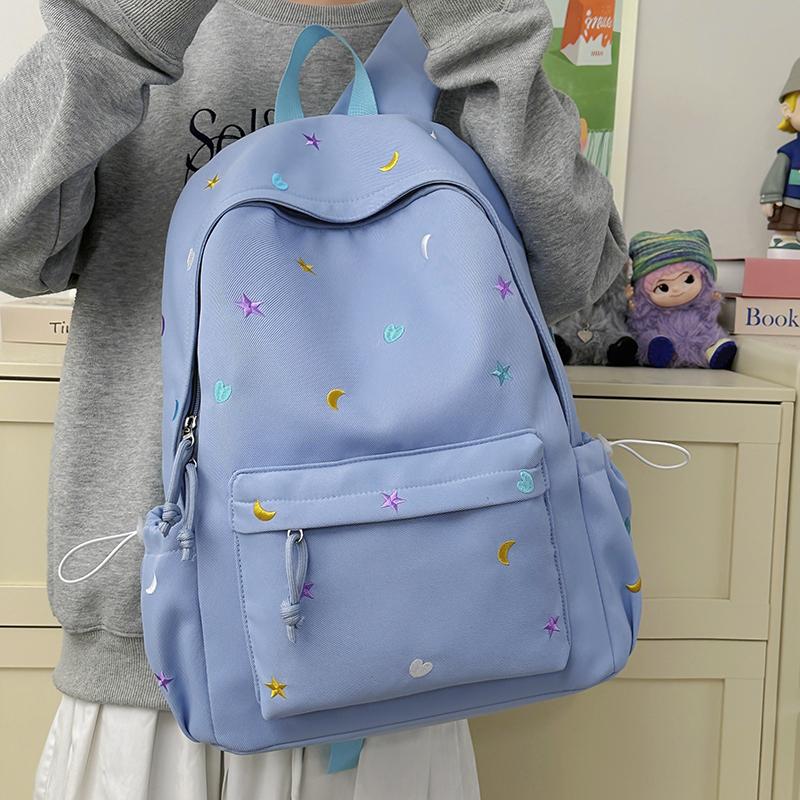 Large Capacity Student Schoolbag Women's Embroidered Computer Backpack Lightweight Backpack