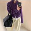 Retro autumn and winter new casual hooded knitted cardigan for women loose soft waxy thin sweater jacket for women