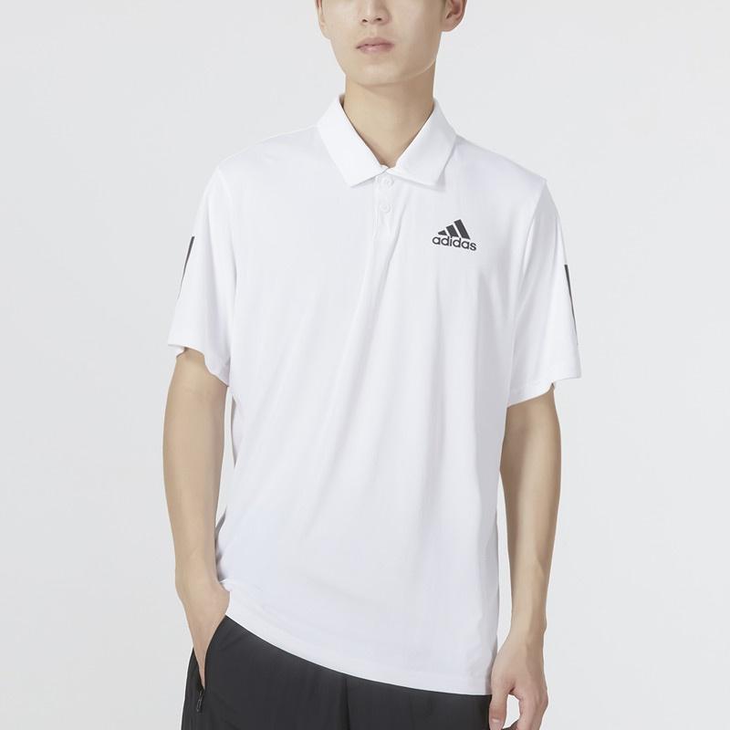 adidas Solid Color Stripe Tennis Athleisure Casual Sports Short Sleeve Polo Shirt White Men's HF1815