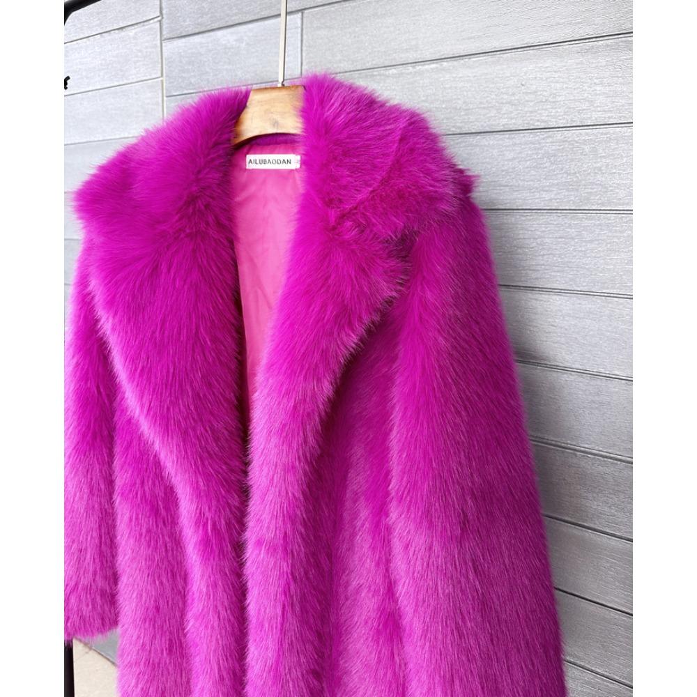 Cappotto in Pelliccia Sintetica da Donna, Pelliccia Sintetica, Modello Lungo, con Collo Imbottito, Cappotto Invernale da Donna Extra Lungo