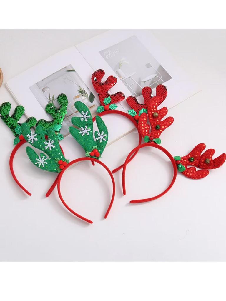 Christmas Cartoon Antler Sequin Headband, Bell Hair Hoop, Sweet Hair Accessory for Party Cosplay Decoration
