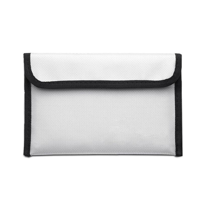 

Fireproof Waterproof Document Pouch Zipper Closure Cash Earphone Storage Bag with Sticky Strip Home Organization Storage Bag 20x13cm серебряный