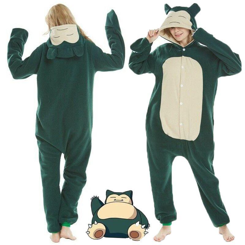 Cozy Adult Sleepwear With Pokemon Kigurumi Anime Snorlax Pattern Pajamas Onesie