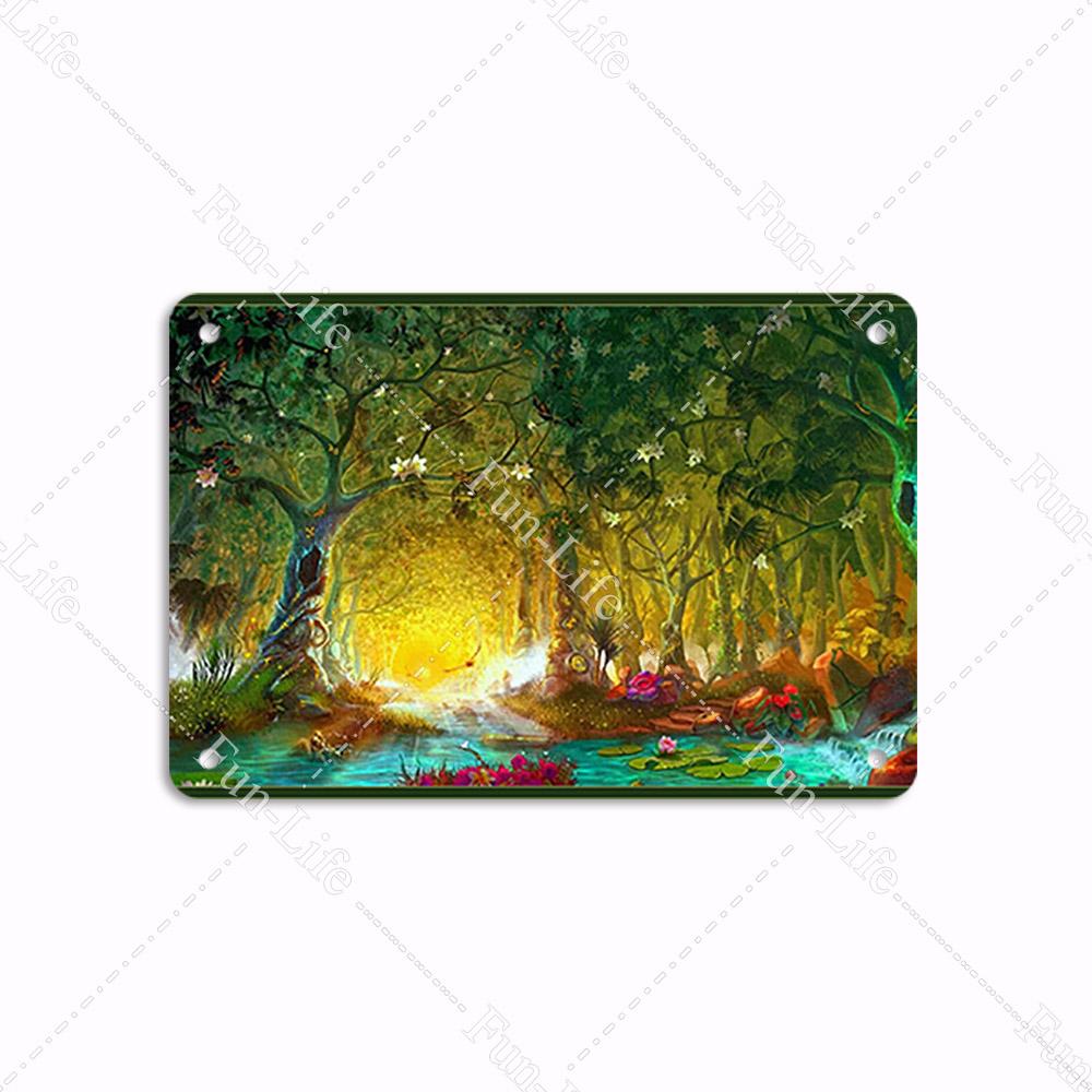 Forest Plate Poster Bird Vintage Home Decor Colorful Tree Retro Metal Tin Signs Pub Car Garage Wall Art Home Decor 20x30cm