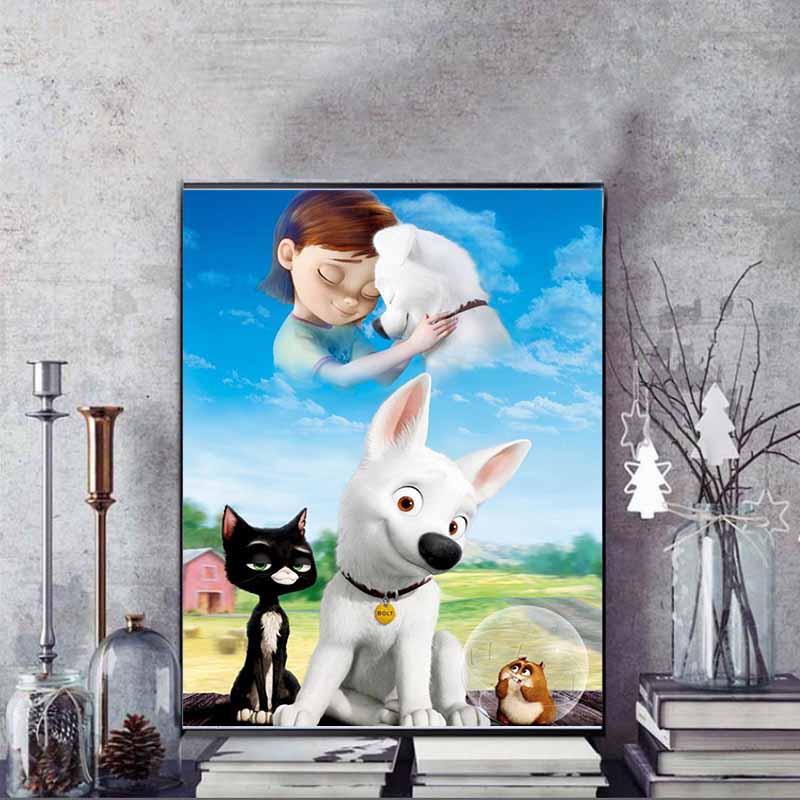 Disney 5D DIY Diamond Painting Bolt and Friends Illustrations Cartoon Full Diamond Mosaic Art Wall Decoration Set