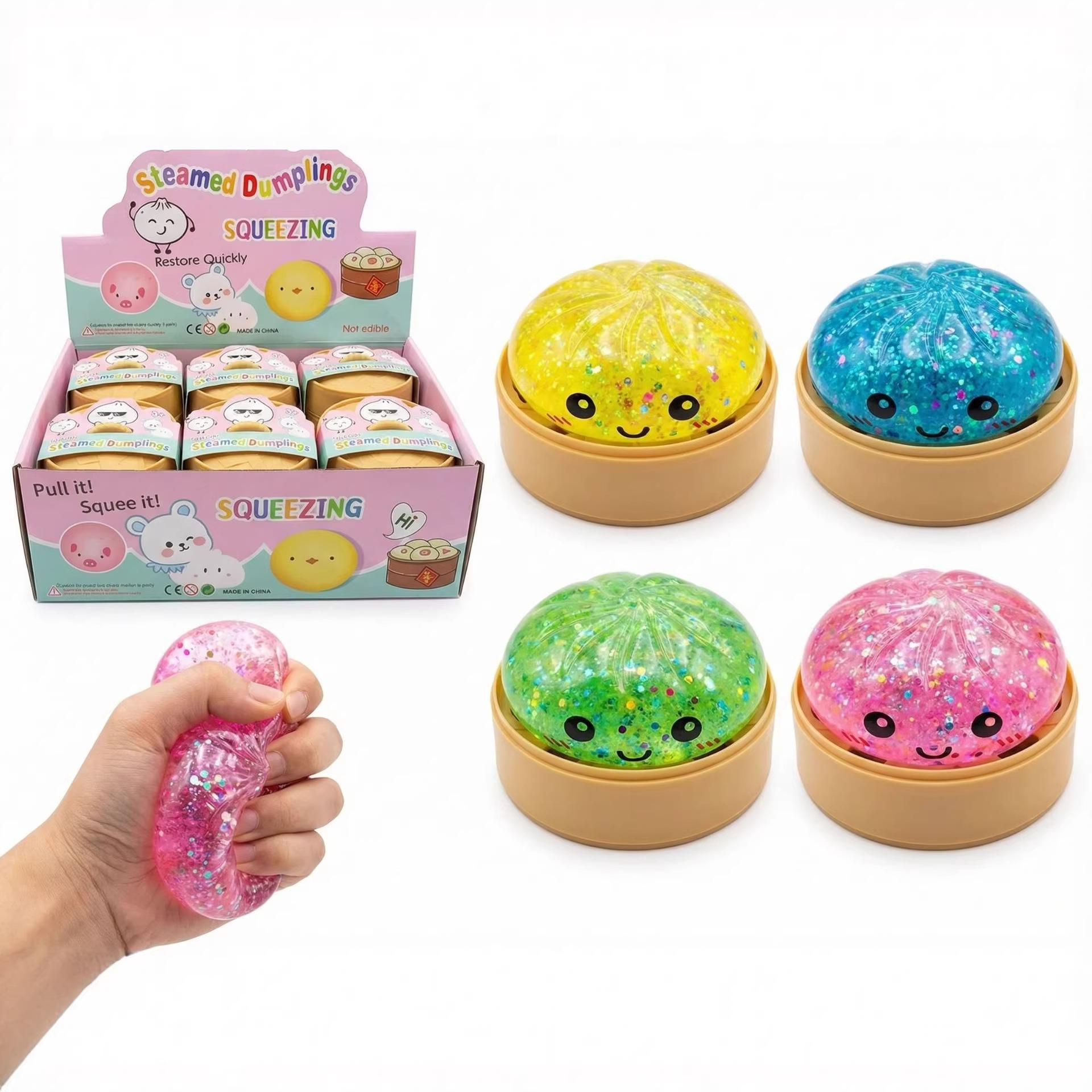 8.5cm Steamed Bun Squishy Toy TPE Food Simulated Decompression Stress Relief синий