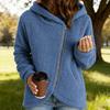 Yousheng Women's Fleece Jacket Oblique Zip Up Long Sleeve Sherpa Coat Fuzzy Hooded Jacket with Pockets Fall Winter Outerwear