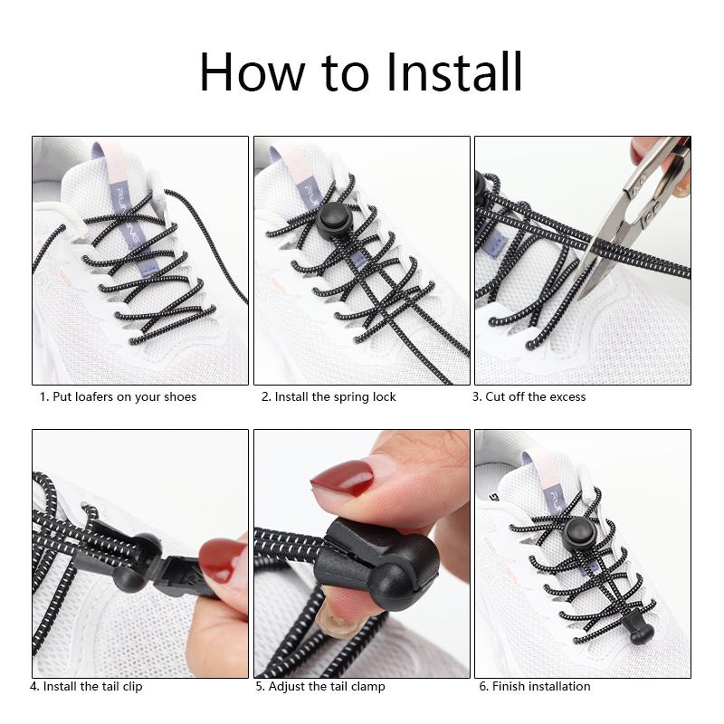 1 Pair No Tie Shoelaces Round Push The Spring Lock Sports Elastic Shoelace Suitable for All Shoes Lazy Laces Shoe Accessories