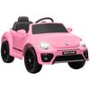 Elektroauto für Kinder ab 3 Jahren Volkswagen Käfer mit 12V Batterie Fernbedienung Scheinwerfer Hupe und Musik Pink