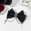 Gothic Lolita Style Hair Clip Black Ribbon Bow Fashionable Hair Clips for Women