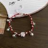 1Pcs Ethnic Trendy Hand Accessories Pulseras Chinese Style Woven Bracelets Red Rope Bell Lotus Flower Bracelets For Women