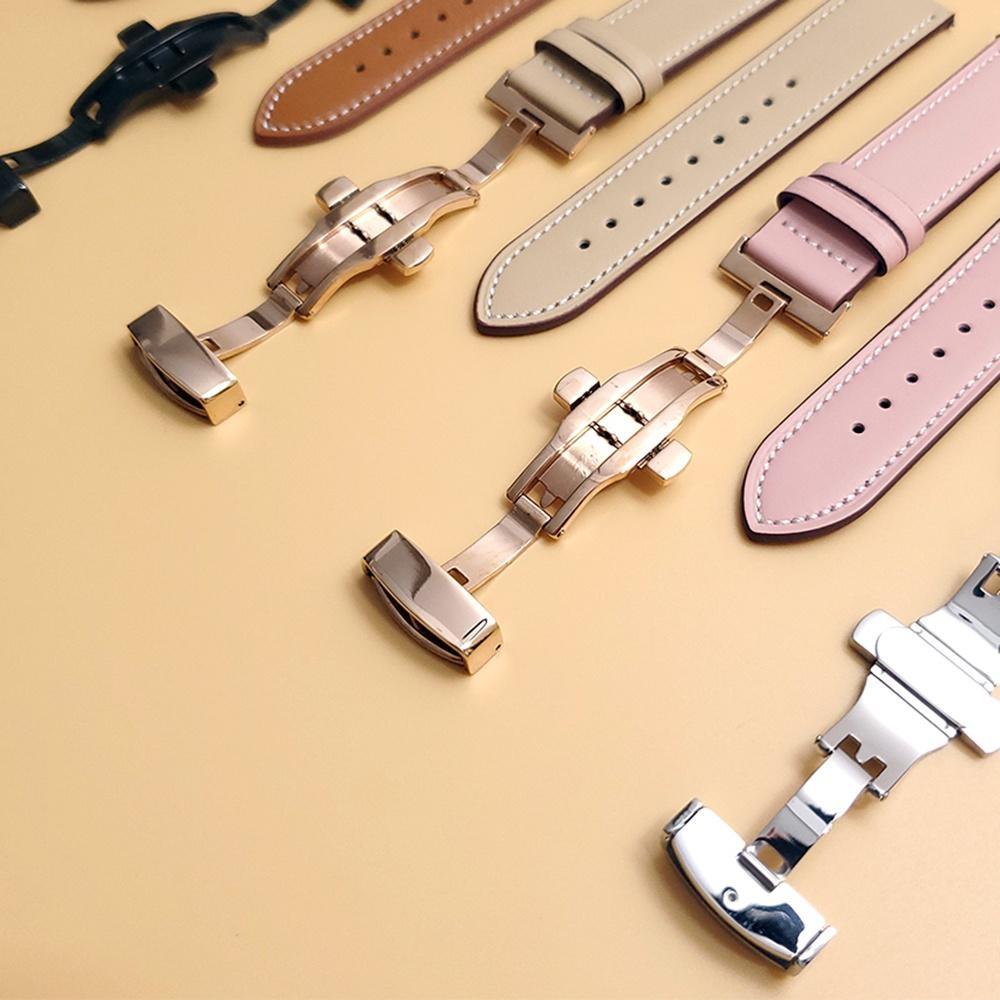 Genuine Leather Strap for Google Pixel Watch/Pixel Watch 2 Metal Butterfly Buckle Band Replacement Bracelet Watchband Accessories for Pixel Watch