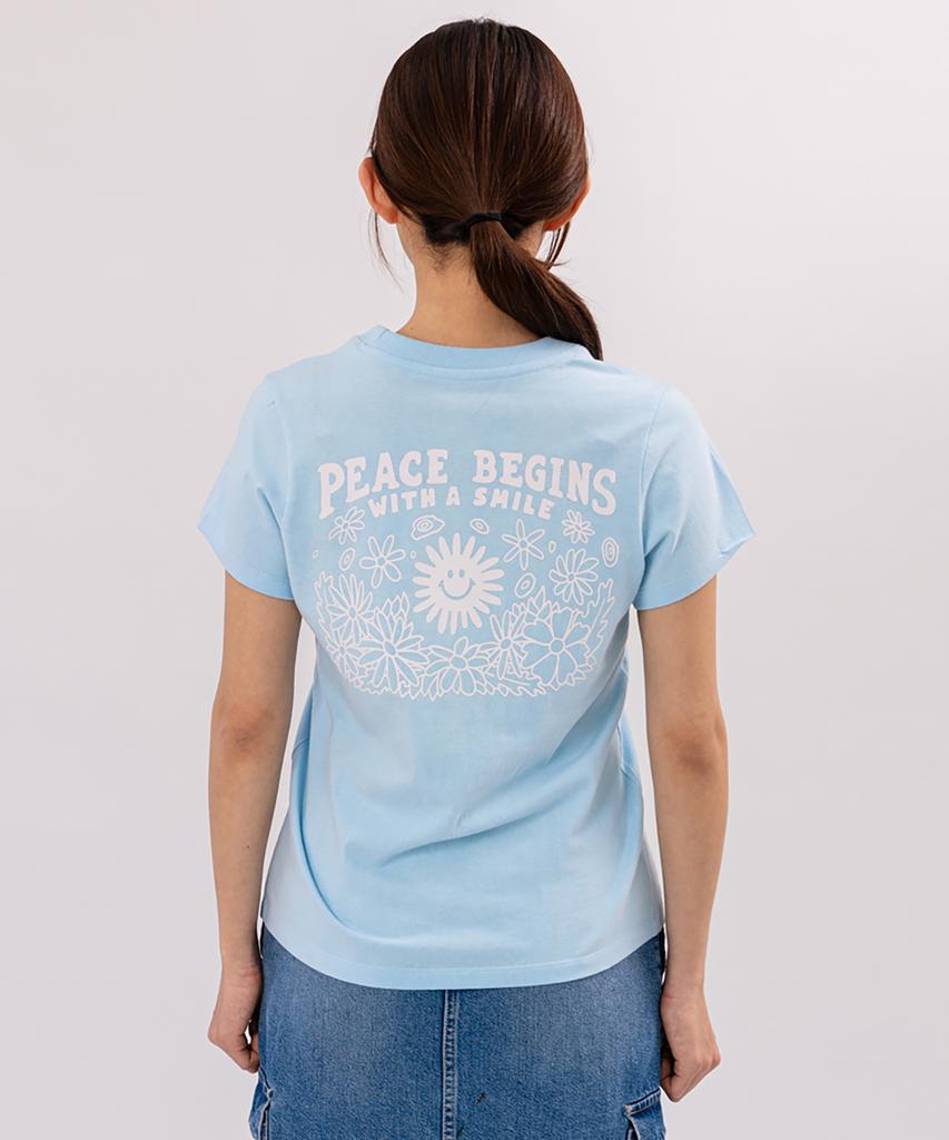 BIGWAVE COLLECTIVE Peace Again Graphic Women'S T-Shirt (Sky Blue)