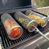 BBQ Grill Basket Rolling Portable Stainless Steel Barbecue Cages Basket Camping Picnic for Cookware Outdoor Round Grill Baske