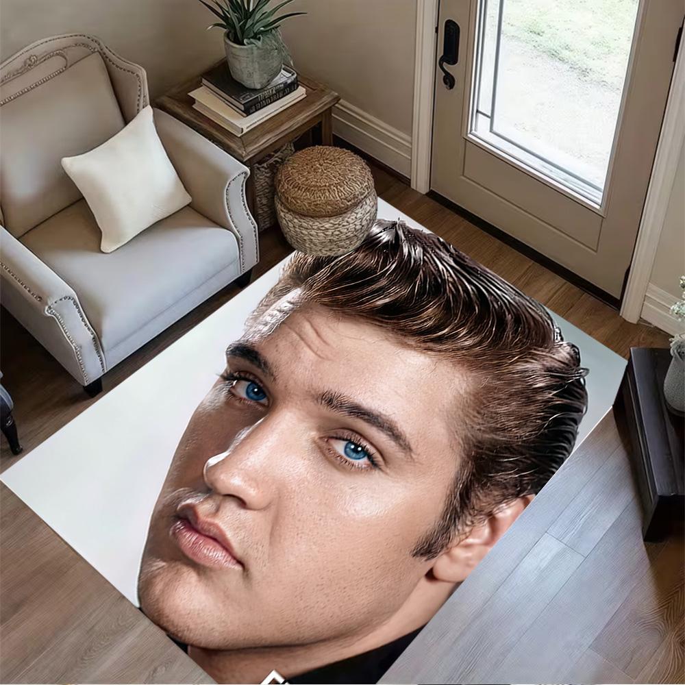 Elvis Presley Tribute Floor Mat Design for Dormitory Living Rooms Game Room Decorate Room Antislip Carpet Anime Office Decor