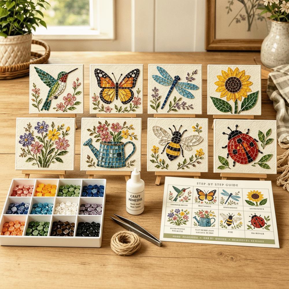 Glazen Tegels Mozaïek Kit DIY Beginner Vriendelijke Glazen Mozaïek Kit Tuindieren Kunst Voor Beginner