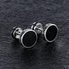 2026 Men's Titanium Steel Stud Earrings, Golden Great Wall Paper Pattern Flat Round Cake Type, Glue Stud Earrings