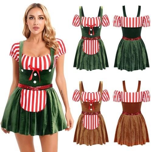 Dress Women Christmas Polyester Bright Contrasting Color Halloween Costume Stage