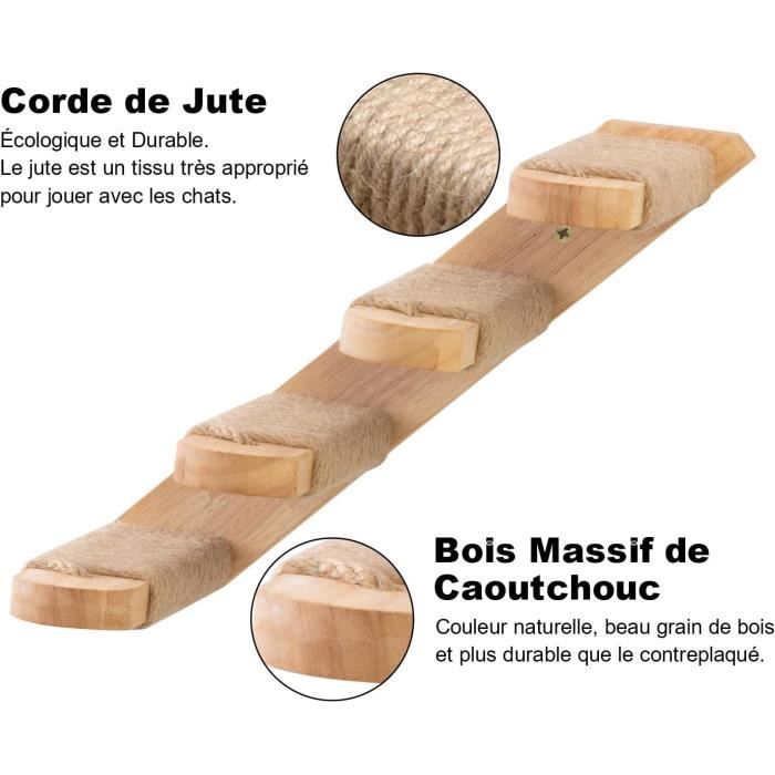 Étagère d'escalade murale - fukumaru - griffoir en jute - bois - intérieur - pour chat