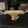 European Style Round Fruit Tray Golden Snack Tray with Handles for Storage Cookie Cake Dessert Food Candy Serving Dish