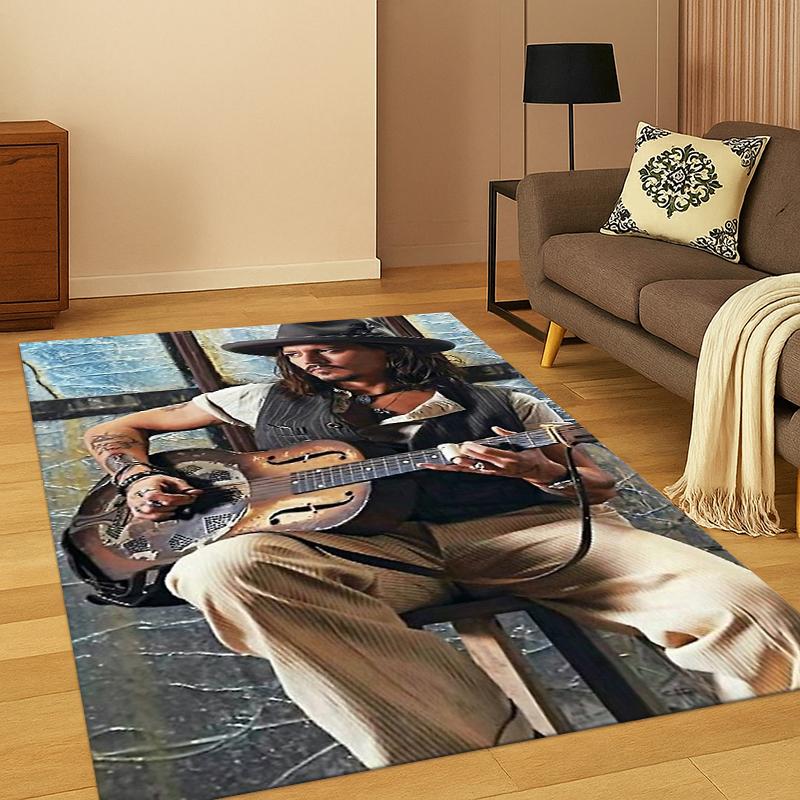 Handsome Johnny Depp Star Carpet Rug for Bedroom Living Room Sofa Playroom Doormat Home Decor,Kid Game Area Rug Non-slip Gift