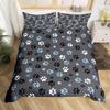 Dog Paw Print Duvet Cover Set Queen Size, Bone Pattern Bedding Set 3pcs For Kids Teens Room Decor, Pet Animals Comforter Covers