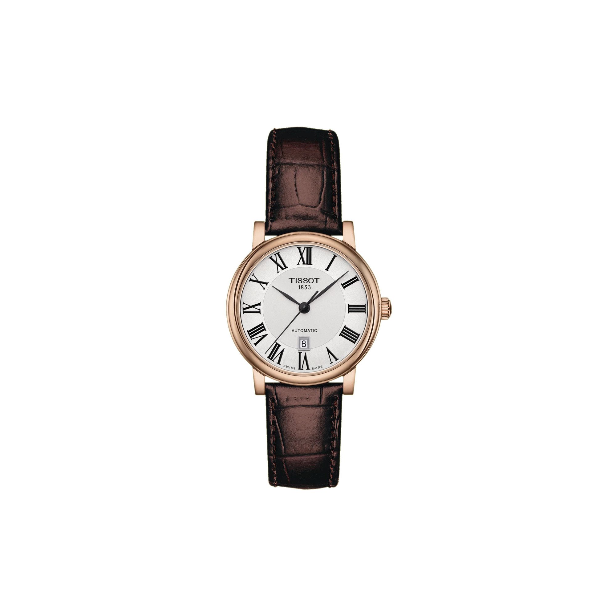 Tissot Men's Silver Carson Automatic Mechanical Movet 50M Water Resistant Watch Dial Stainless Steel Case Genuine Leather Strap T122.207.36.033.00