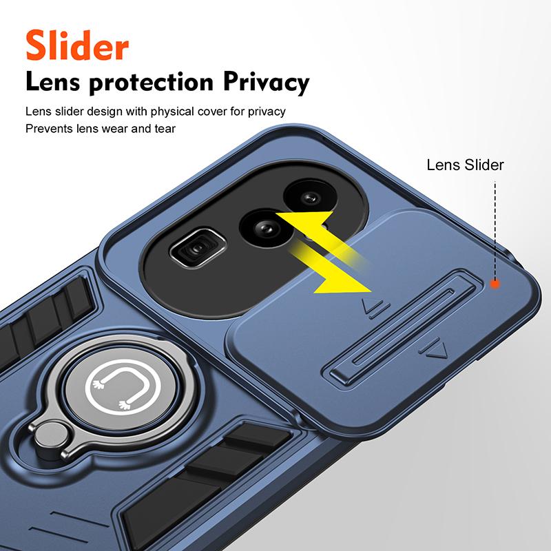 For OPPO Reno 10 Armor Magnetic Bracket Case For OPPO Reno 10 Pro Slide Camera Protection Shockproof Cover Reno 10 Pro Plus Case