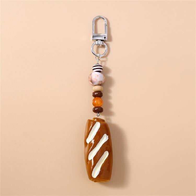Bread Shaped Keyring Realistic Food Charm Fashionable Key Holder Fun Decoration For Backpacks Handbag
