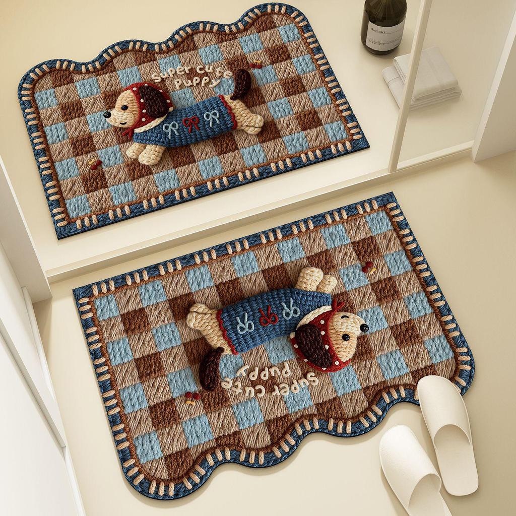 Cartoon Cute Quick-Dry Non-Slip Bathroom Mat - Absorbent, Dirt-Resistant, Easy-to-Clean Diatomaceous Earth Design.