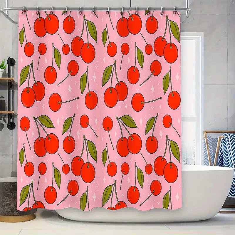 

Cute Cherry Blossom Shower Curtain Farmhouse Floral Bathroom Decor Waterproof Fabric Backdrop Vintage Style Home Decor 90x180cm