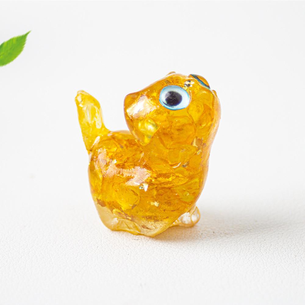 Crystal Resin Cat Figurine With Colorful Shell Decor For Office Desk Gift