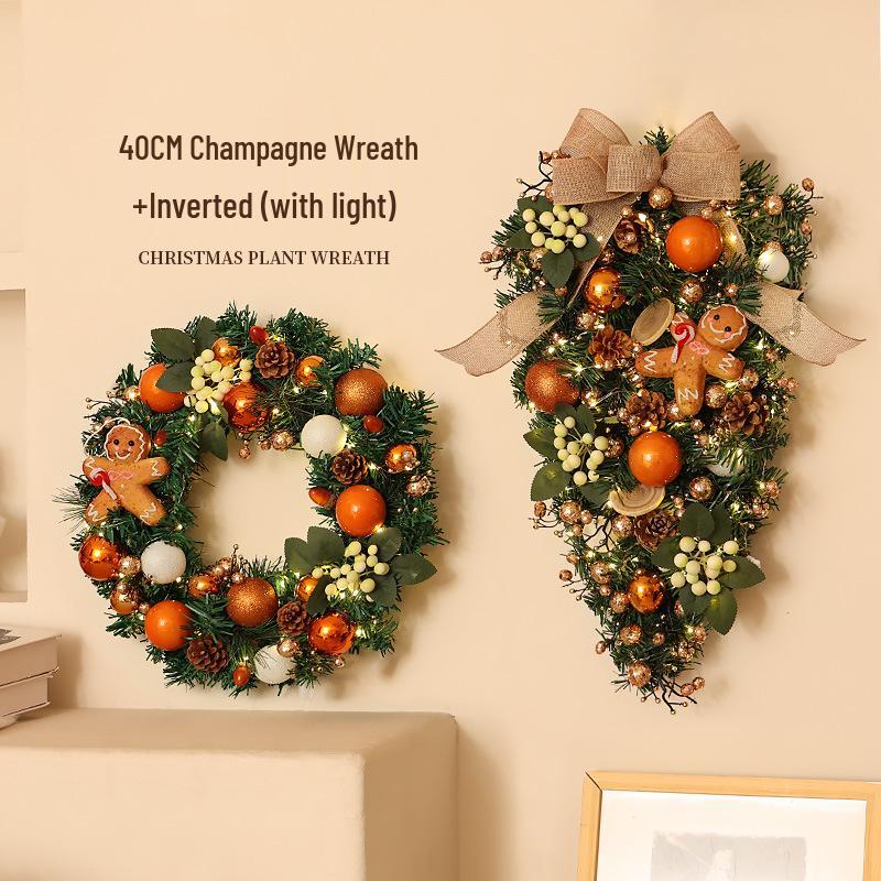 Décoration de Noël en rotin: Couronne, Guirlande, Ornements d'Arbre et Décorations de Porte