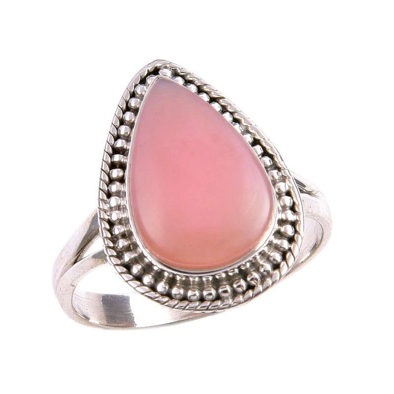 Natural Pink Opal Gemstone 925 Solid Sterling Silver Jewelry Ring Size 8.5 S7E91