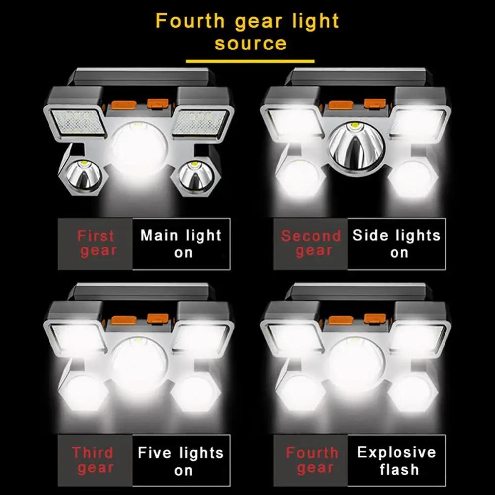 Five head strong light rechargeable fishing headlight - ultra bright long-distance lighting, portable