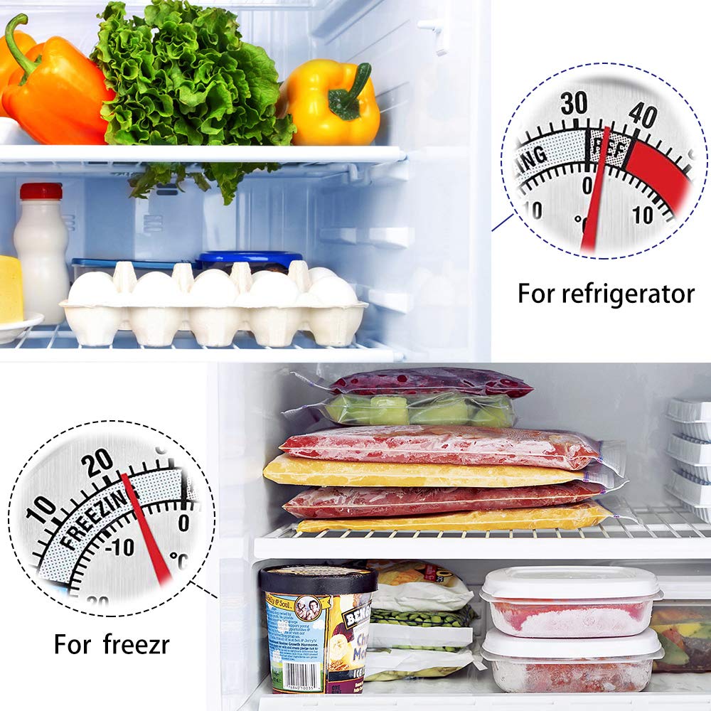 4pcs Refrigerator Freezer Thermometer Measurement Range Large Dial Thermometer (-30°C~30°C/ 20~80°F)
